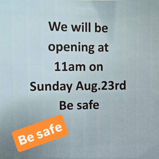 Out of an abundance of safety, we will open at 11am tomorrow.
Please be safe.
Call or check Instagram for updates.
Storms go away!!